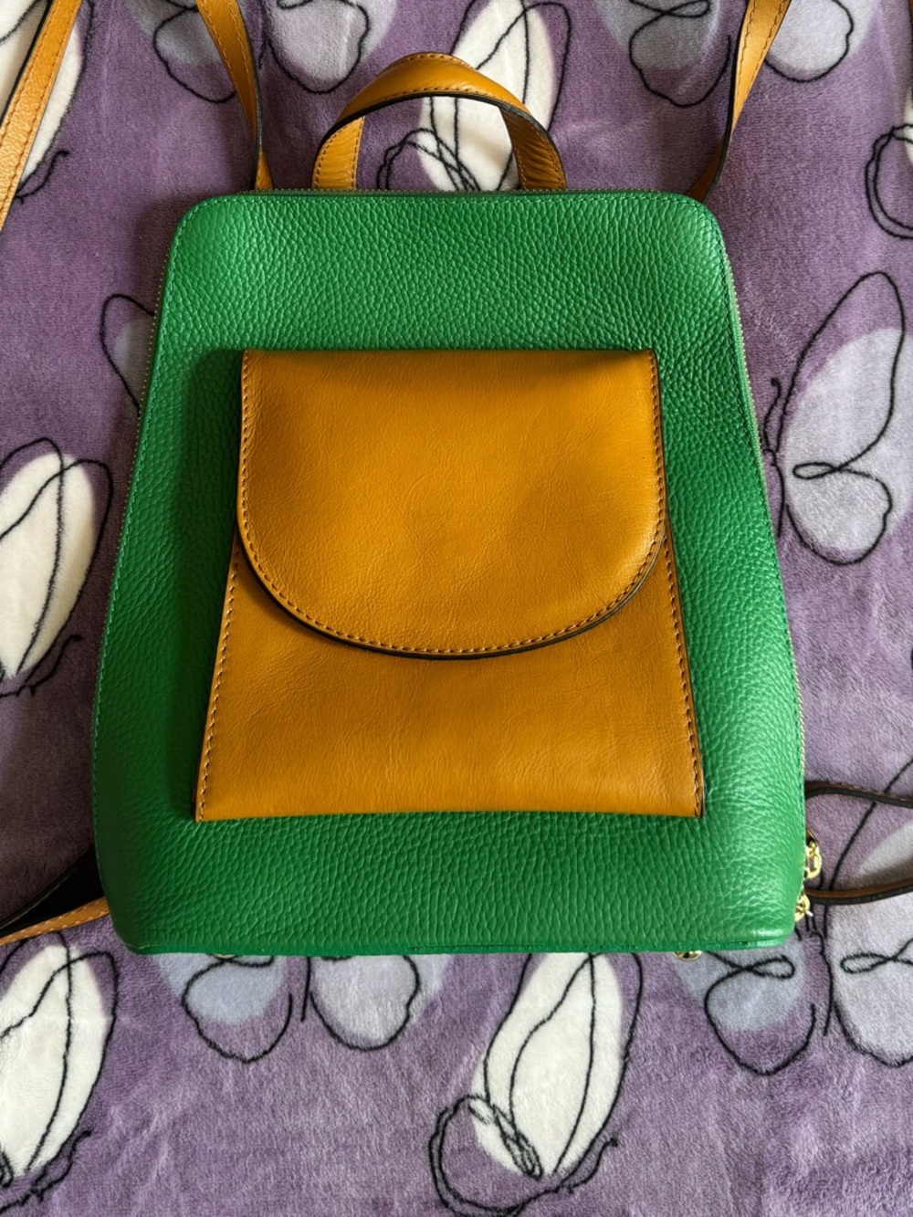 Divina Firenze 2 tone pebbled Leather Mini Backpack - Women's Fashion